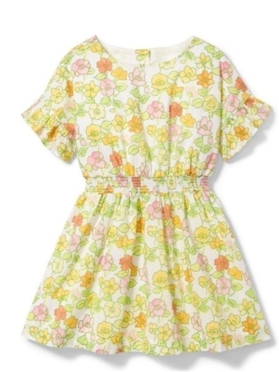 Janie and Jack Other - Janie and Jack White Floral Smocked-Waist Dress with Yellow & Pink Flowers
